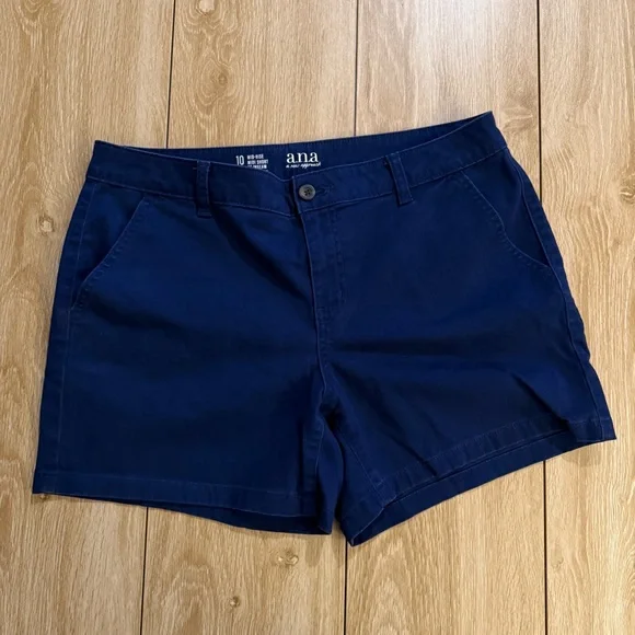 a.n.a Dark Blue Women's Mid Rise Shorts Size 10 - Picture 1 of 4